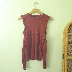 FINAL SALE TOPSHOP Frill Cold Shoulder Pointelle Top 6